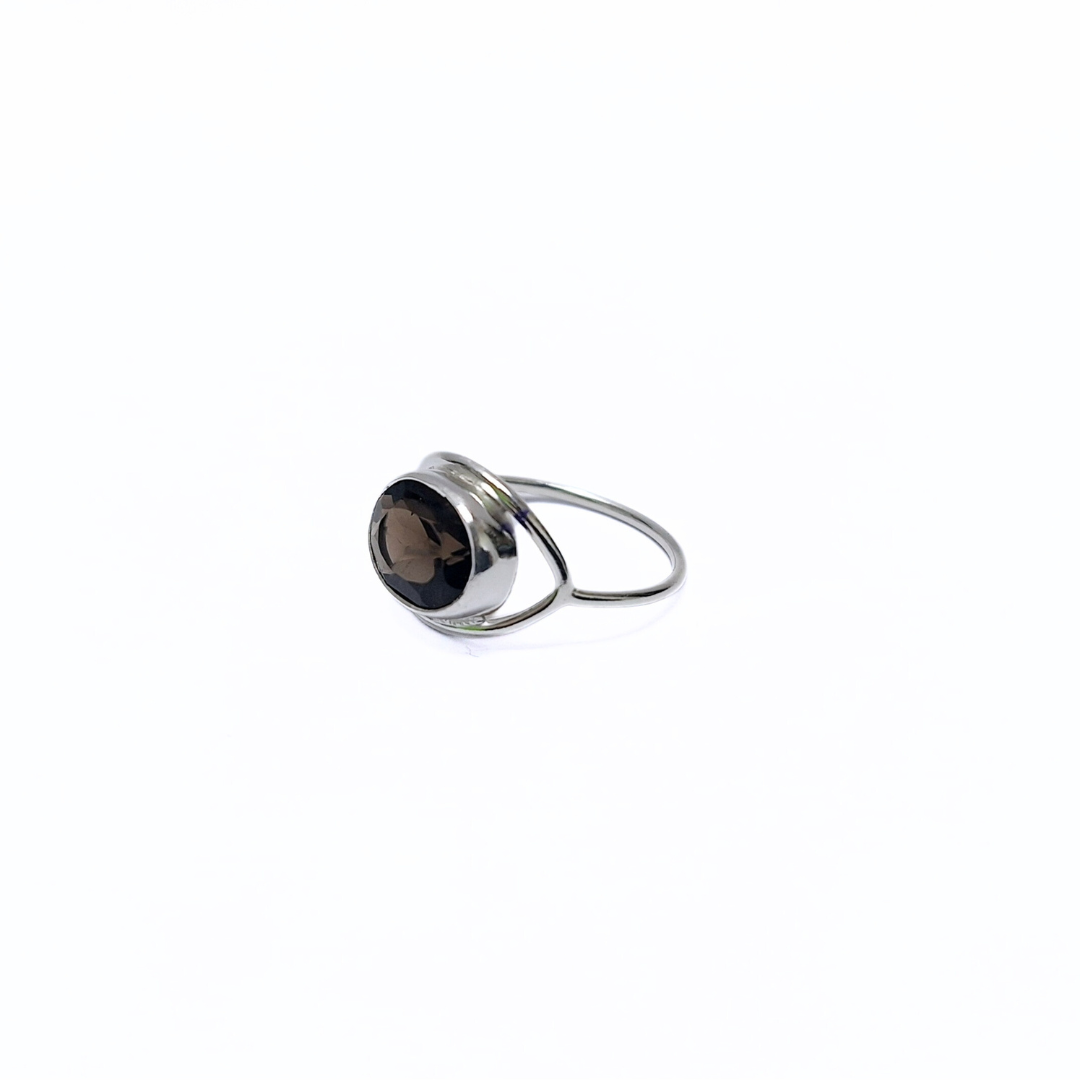 Smoky Quartz Eye Ring |Silver