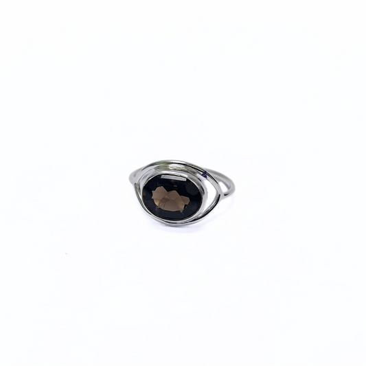 Smoky Quartz Eye Ring |Silver