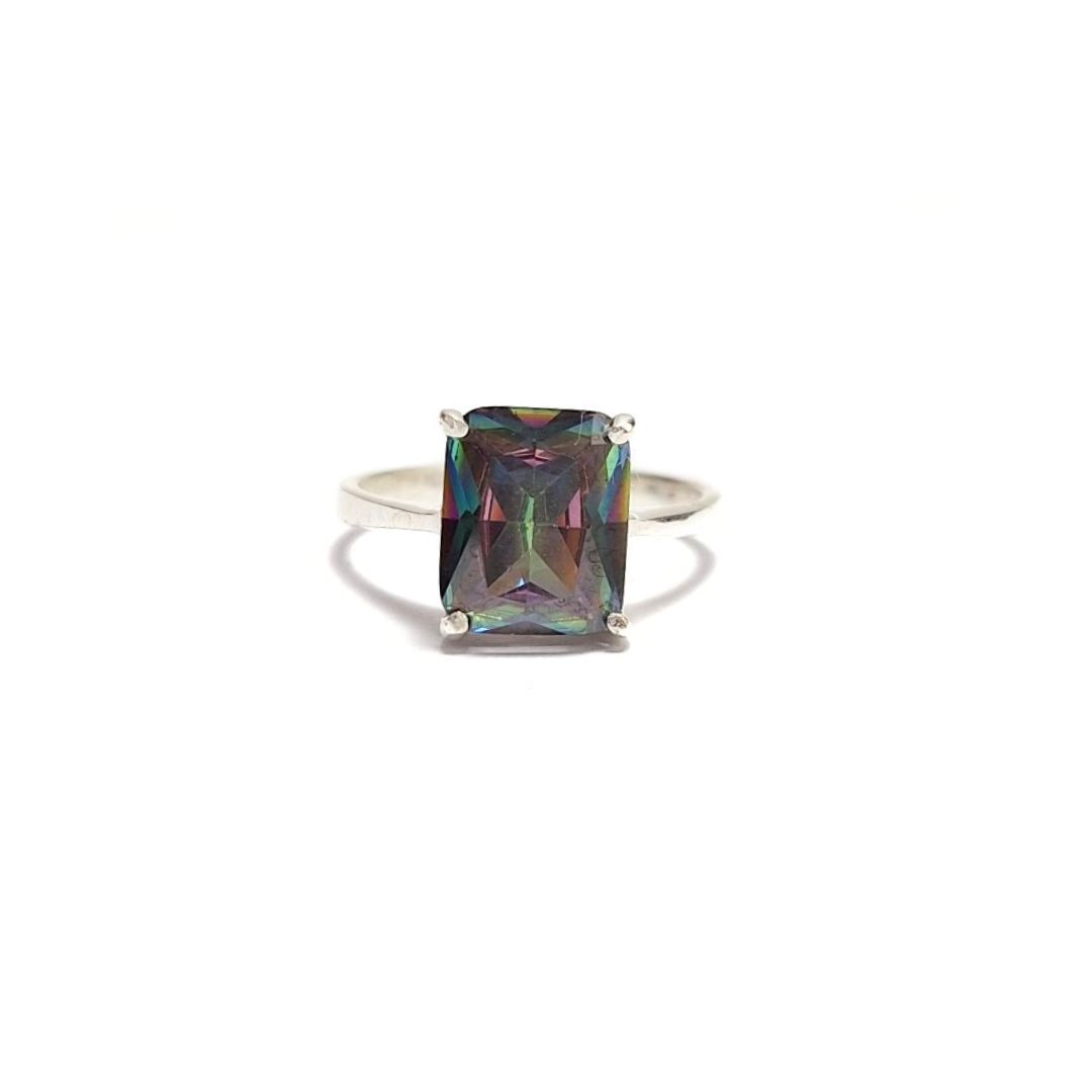 Mystic Topaz Rectangle Ring |Silver