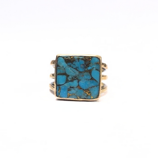 Turquoise 15mm Square Ring |Silver