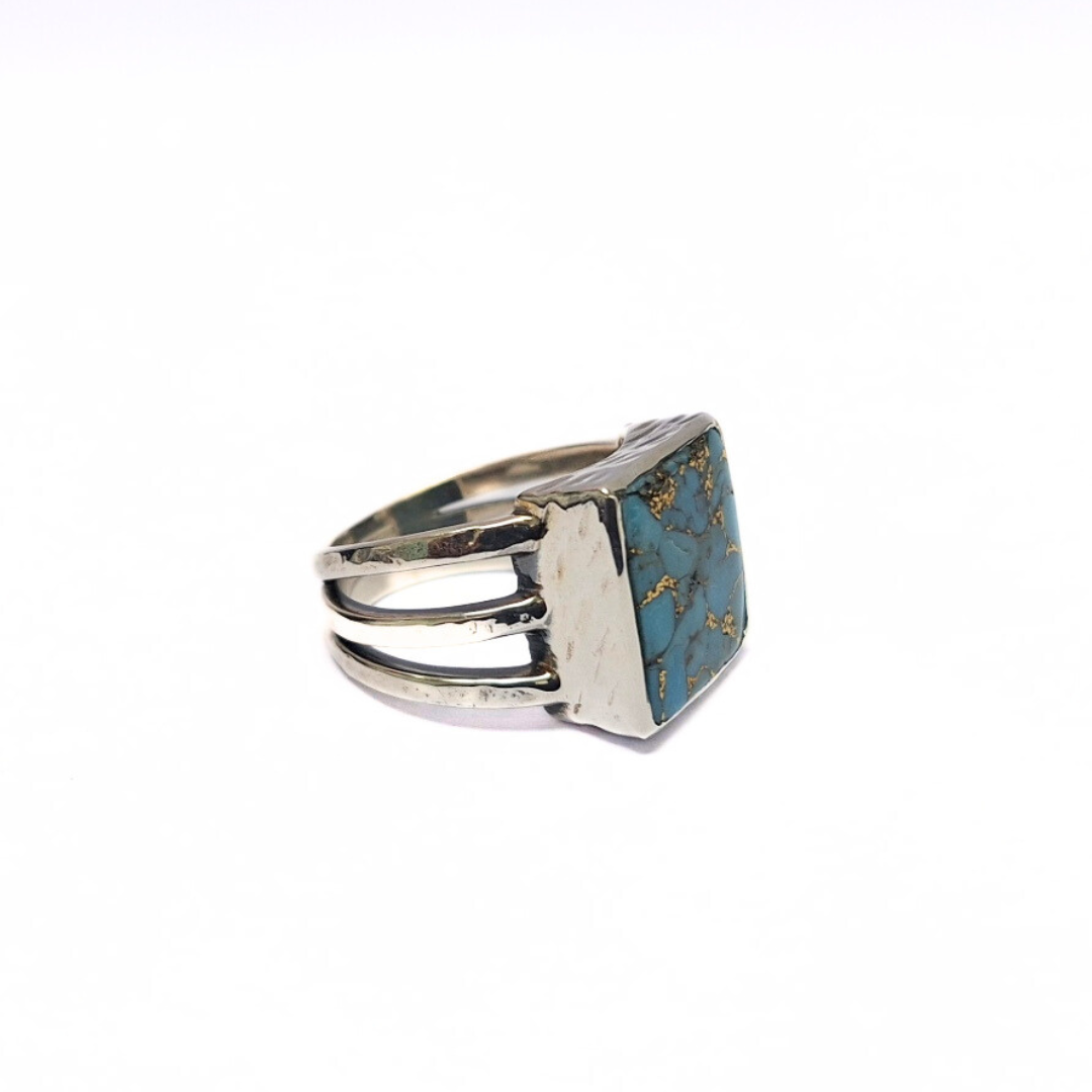 Turquoise 15mm Square Ring |Silver