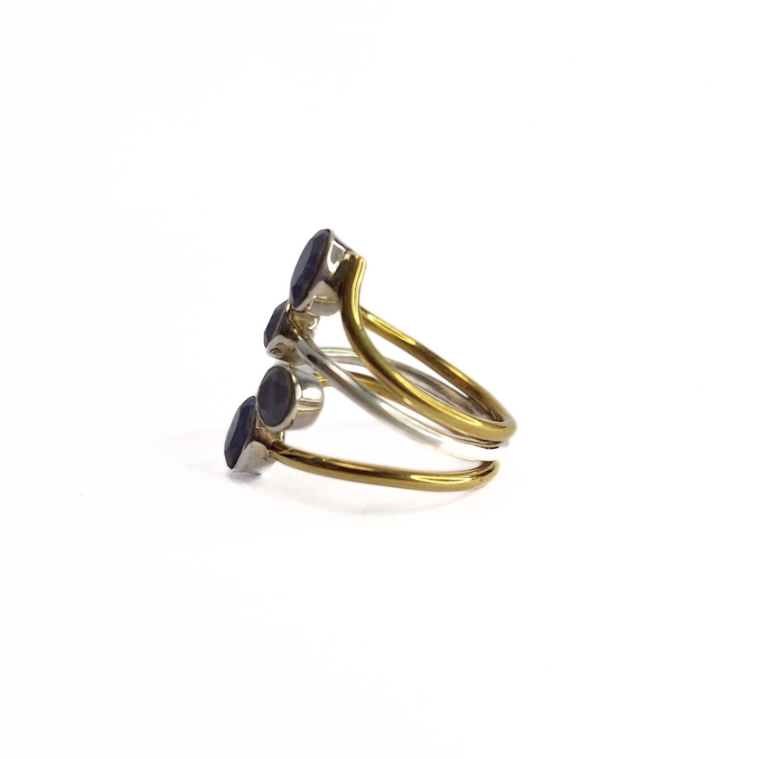 Blue Sapphire Mixed Metal Ring |Silver