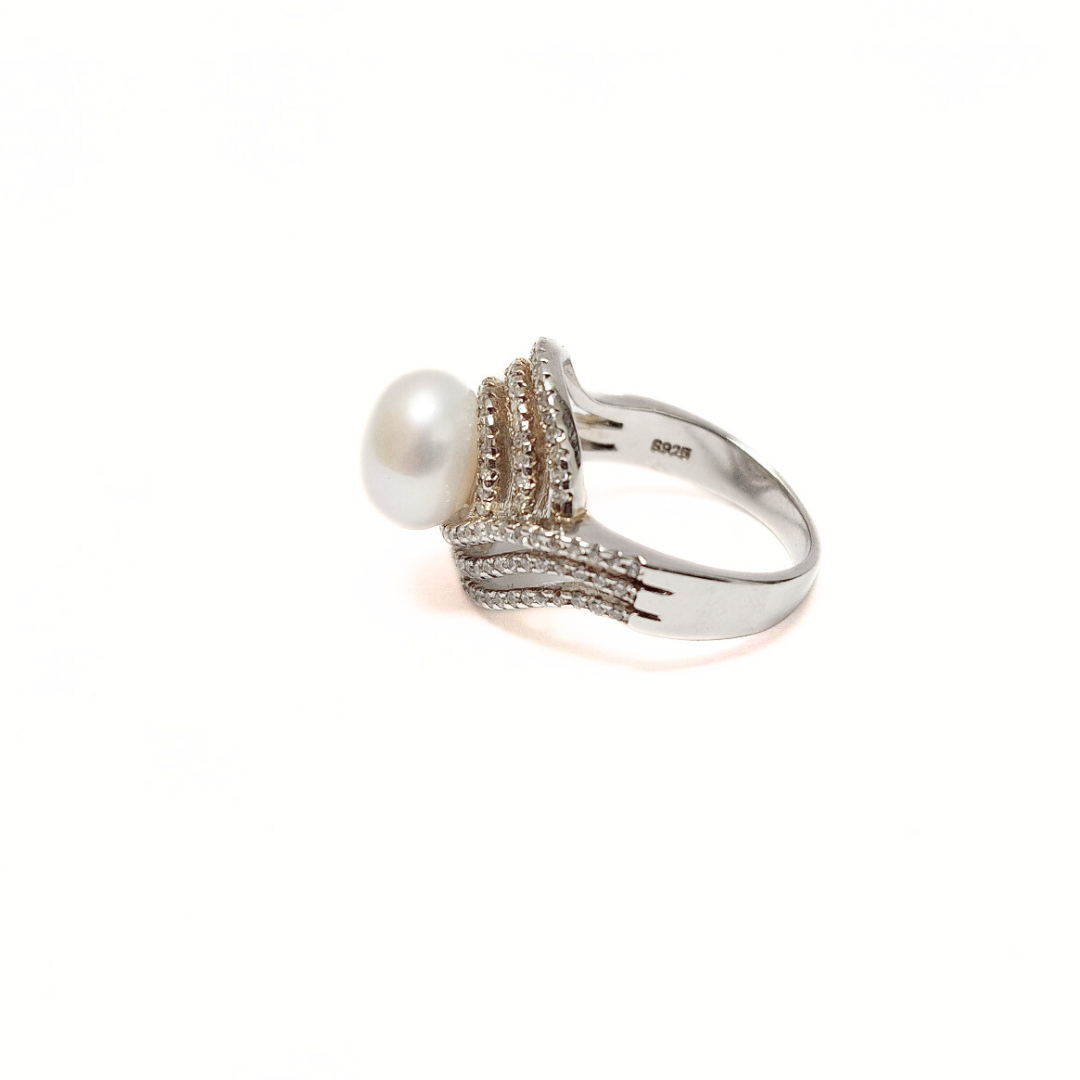 Pearl 10mm Ring |Silver