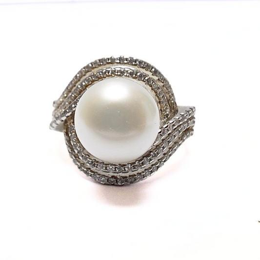 Pearl 10mm Ring |Silver