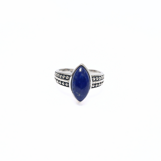 Lapis Lazuli Marquise Ring |Silver