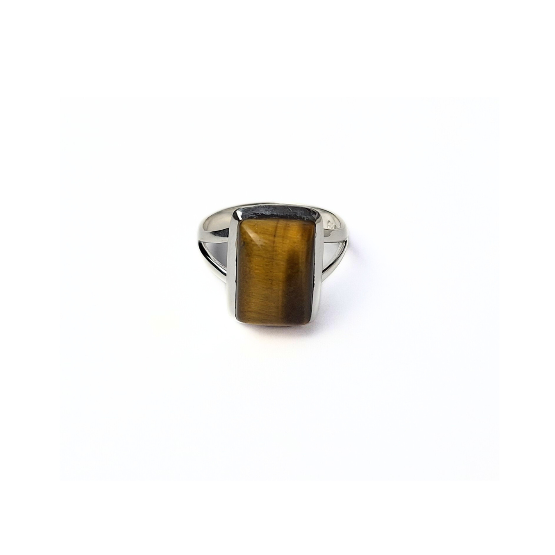 Tigers Eye Rect Ring |Silver