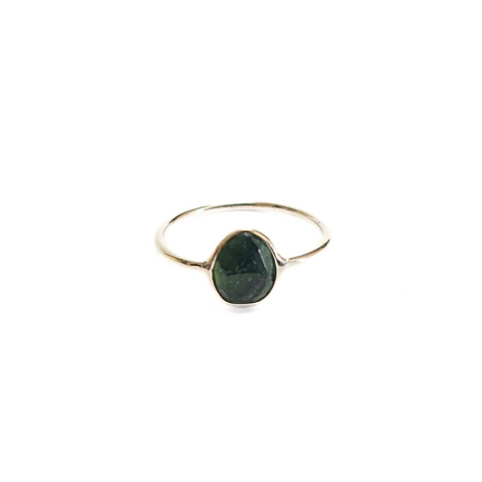 Green Tourmaline Facet Ring