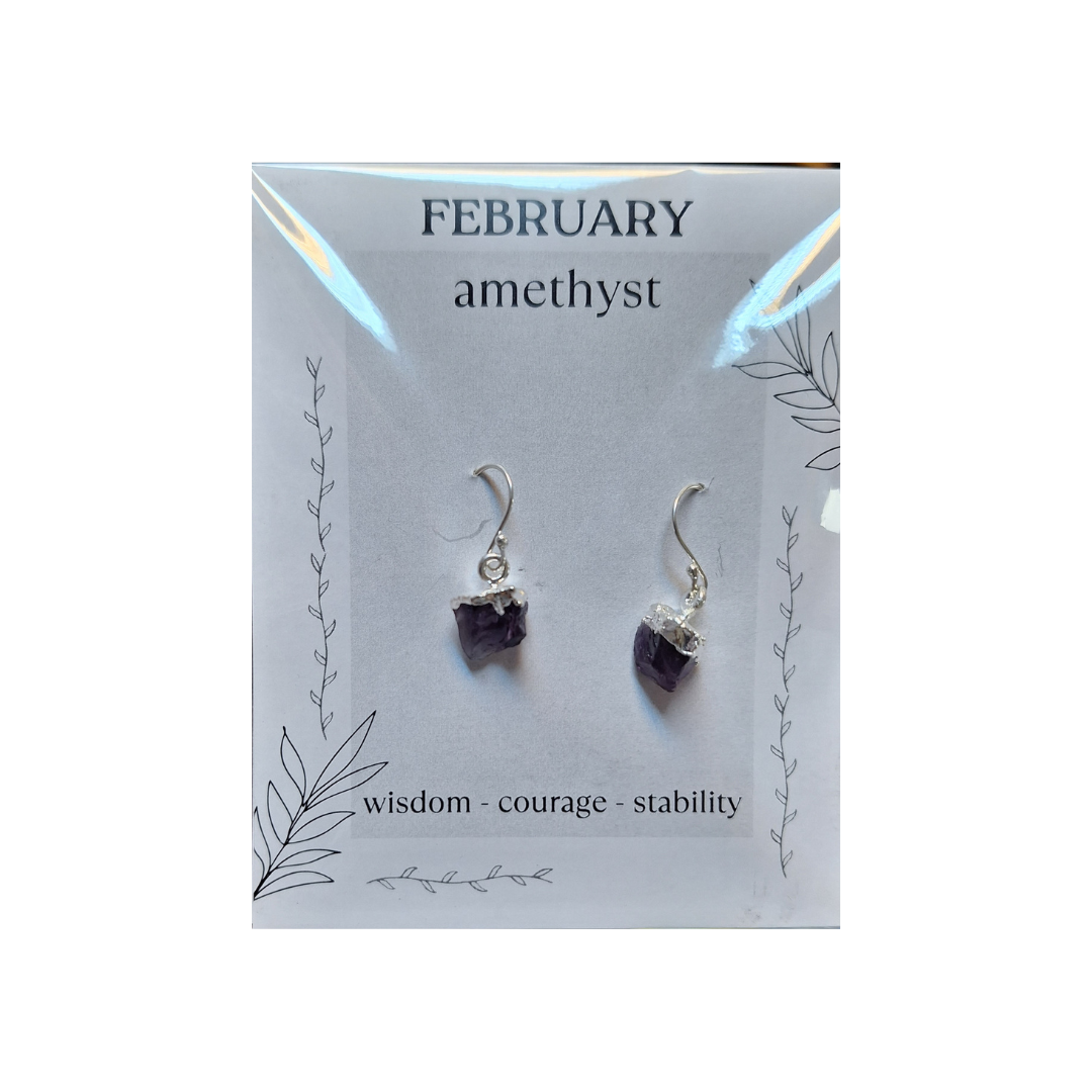Amethyst Birthstone Earrings - February