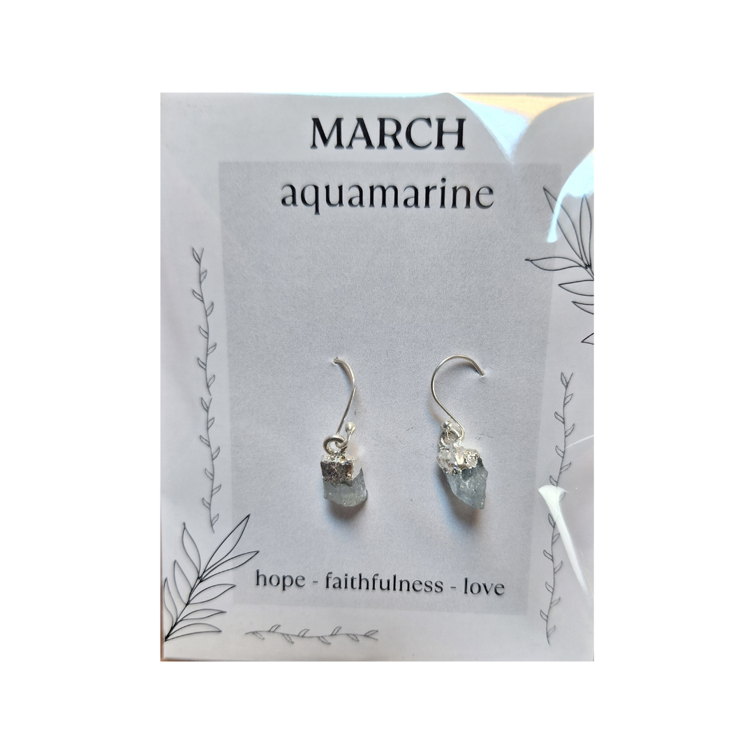 Aquamarine Birthstone Earrings - March