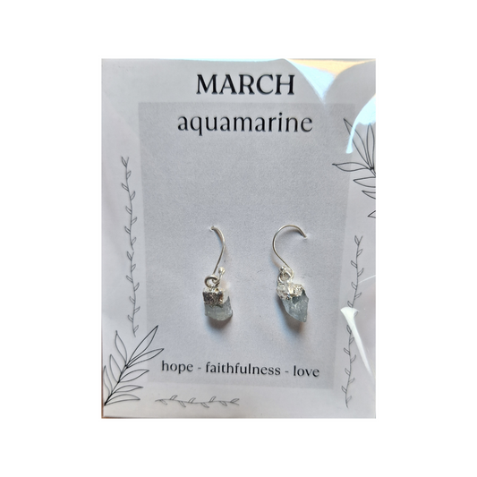 Aquamarine Birthstone Earrings - March