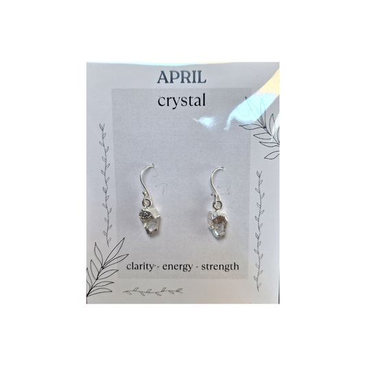 Clear Quartz Birthstone Earrings - April