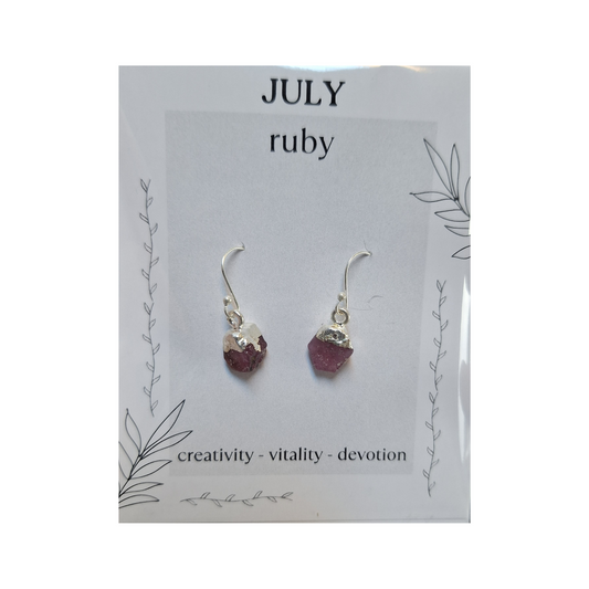 Ruby Birthstone Earrrings - July