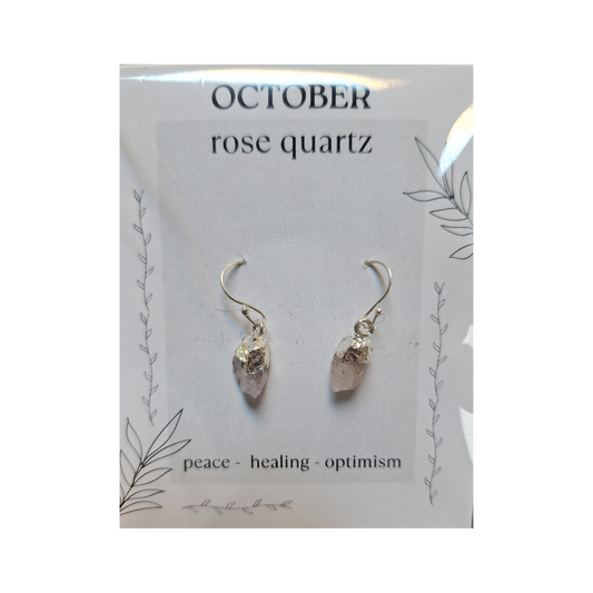 Rose Quartz Birthstone Earrings - October