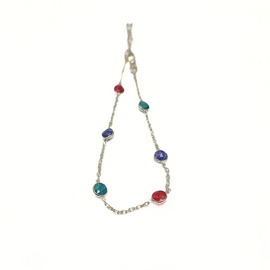 Mixed Precious Gem Bracelet |Silver