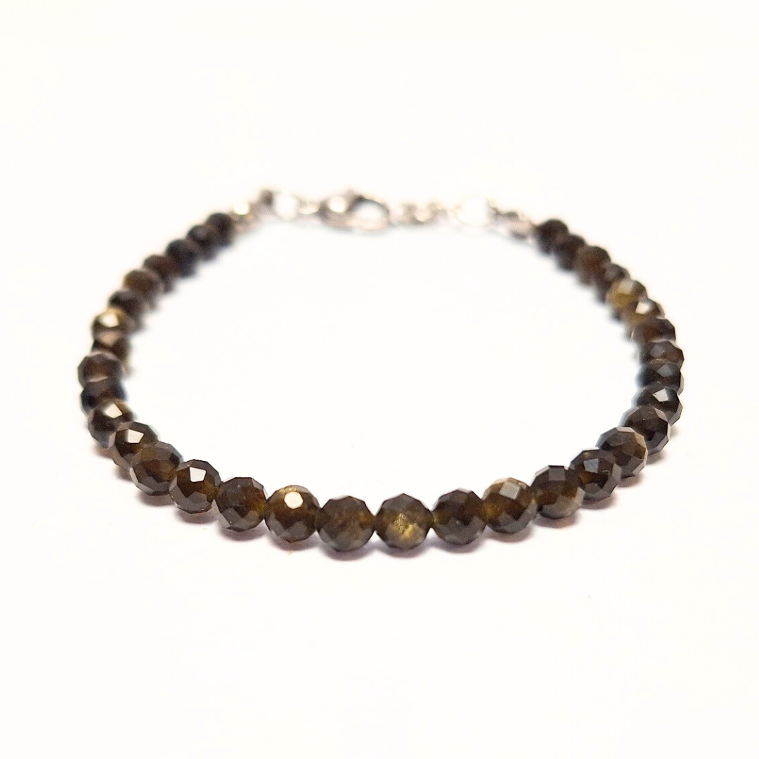 Gold Sheen Obsidian 4mm Facet Bracelet