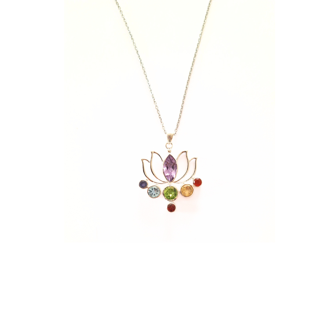 Chakra Lotus Pendant (Big) |Silver