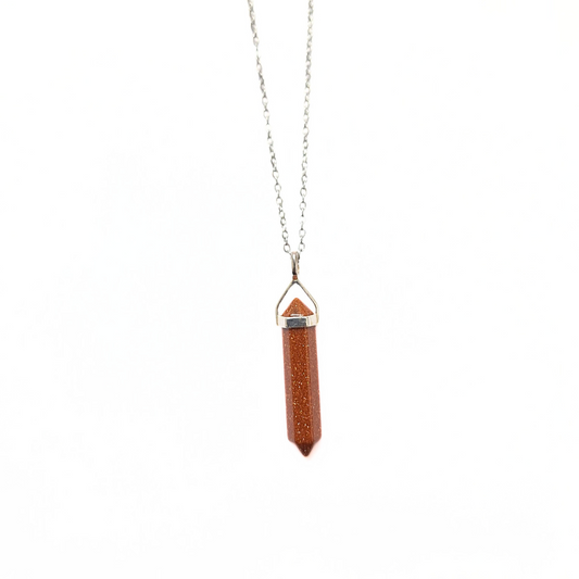 Goldstone 35mm Pointed Pendant |Silver