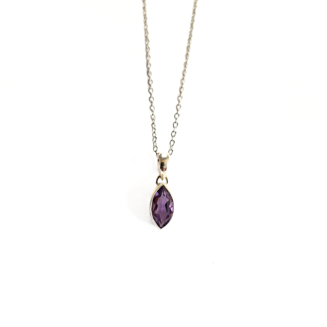 Amethyst Marquise Classic Pendant (7x10) |Silver