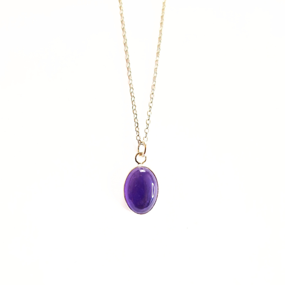 Amethyst Oval Cab Pendant (10x14) |Silver