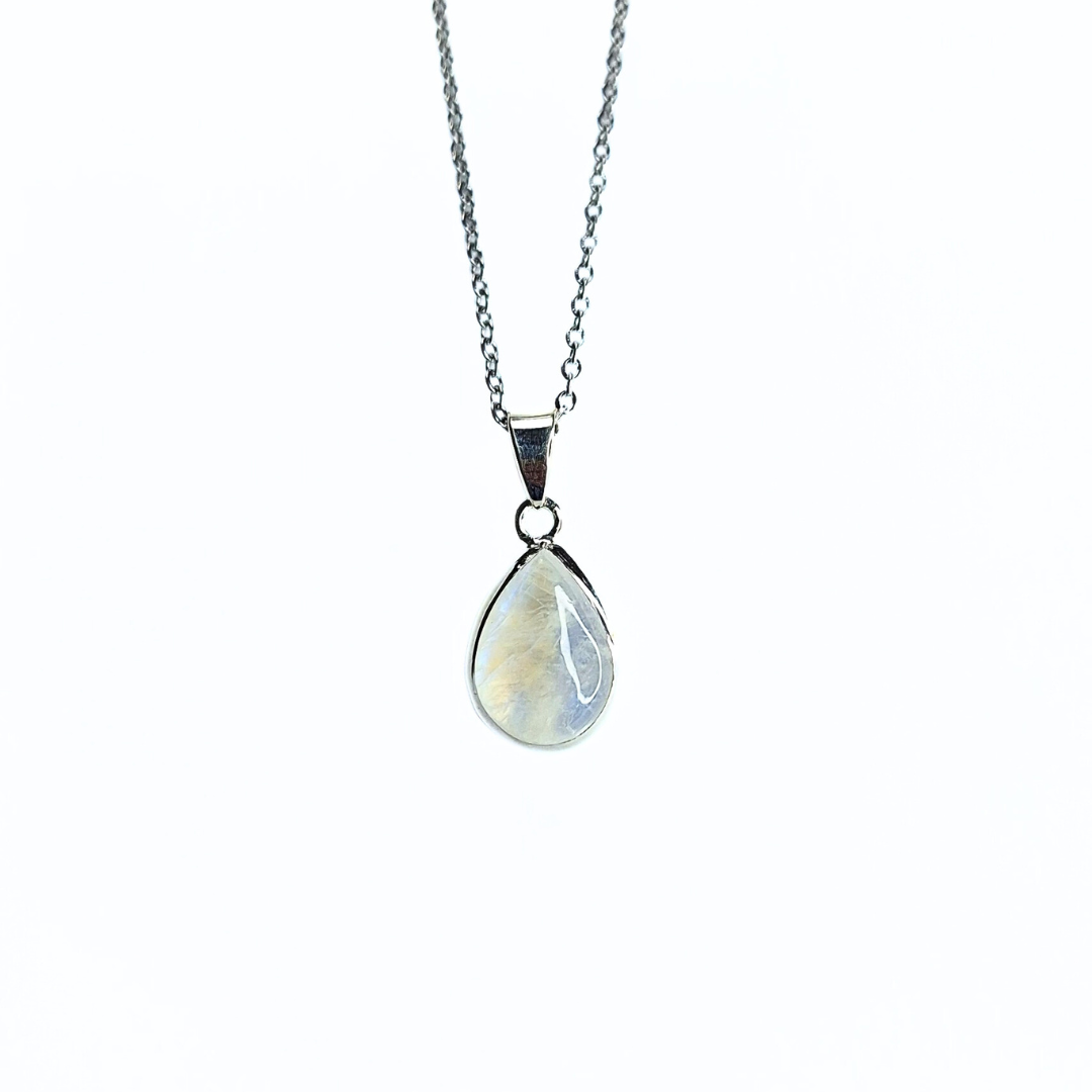 Moonstone Drop Pendant |Silver