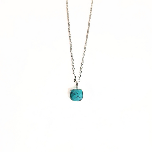 Turquoise Square Pendant |Silver