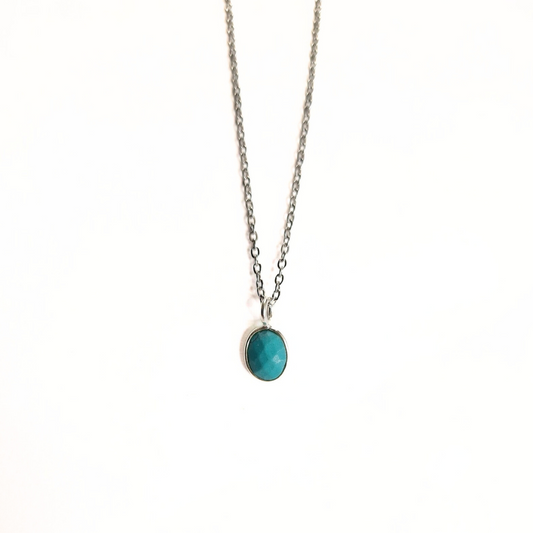 Turquoise Oval Pendant (7x9) |Silver