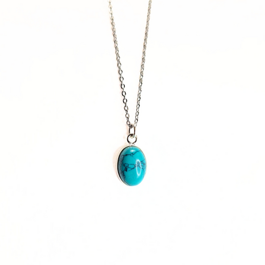 Turquoise Cab Pendant (10x14) |Silver