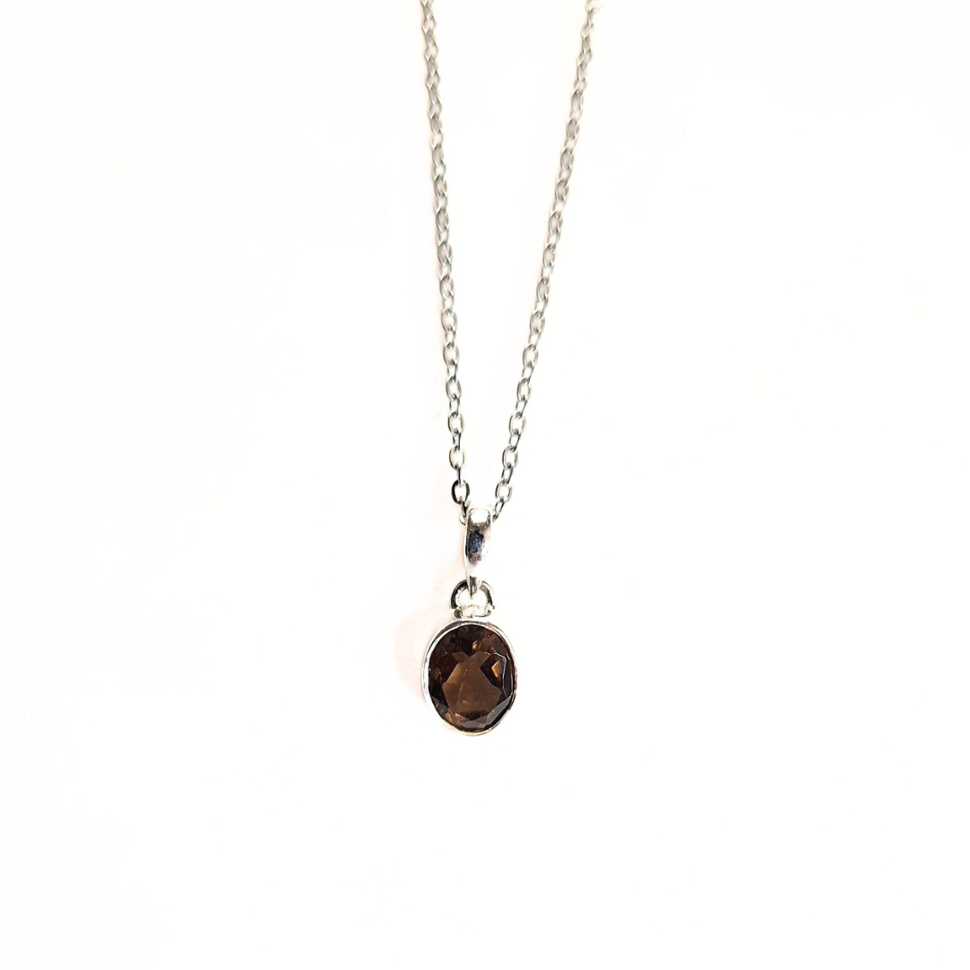 Smoky Quartz Classic Oval Pendant |Silver