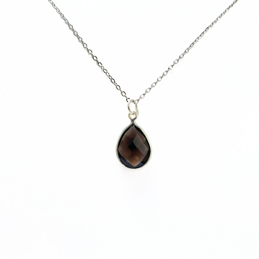 Smoky Quartz Pear Pendant (12x16) |Silver