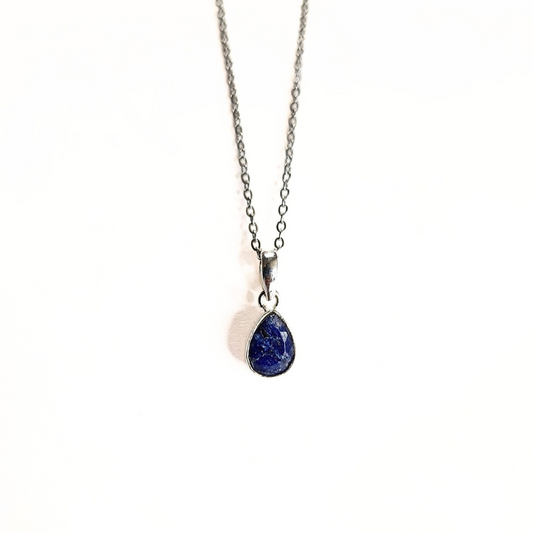 Blue Sapphire Classic Pear Pendant (7x9) |Silver