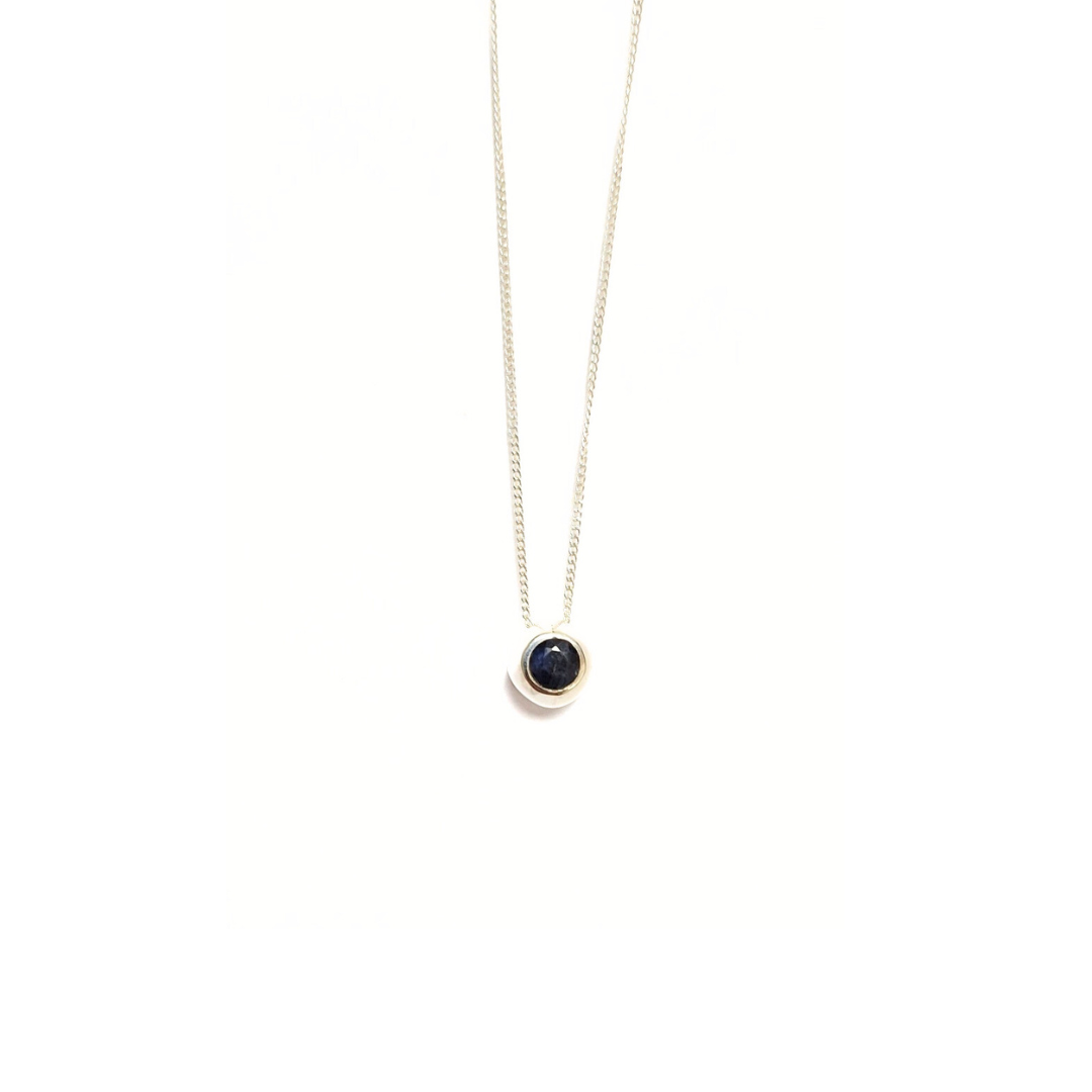 Blue Sapphire Float Necklace |Silver