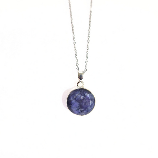 Blue Sapphire 20mm Pendant |Silver