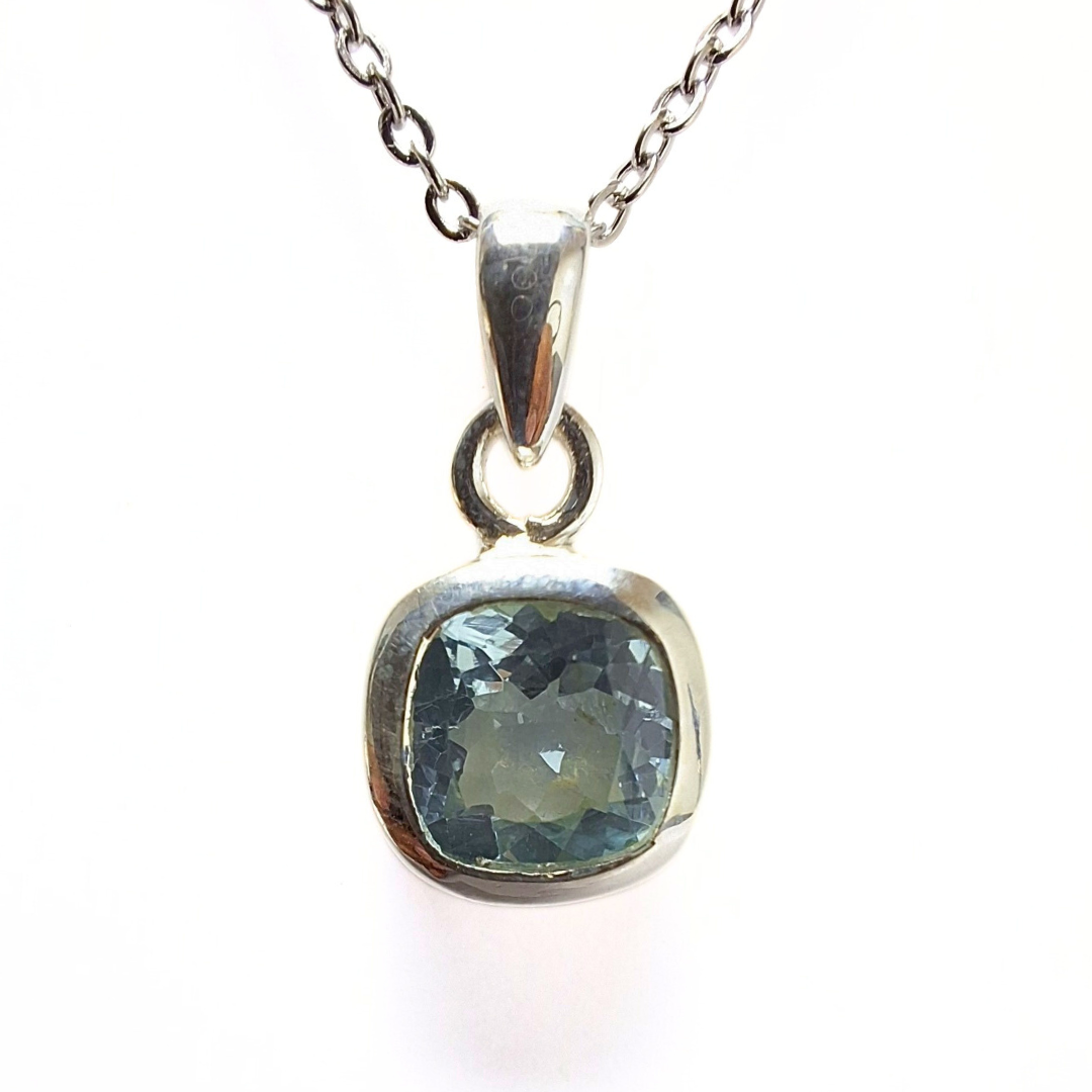 Blue Topaz Classic Square Pendant |Silver