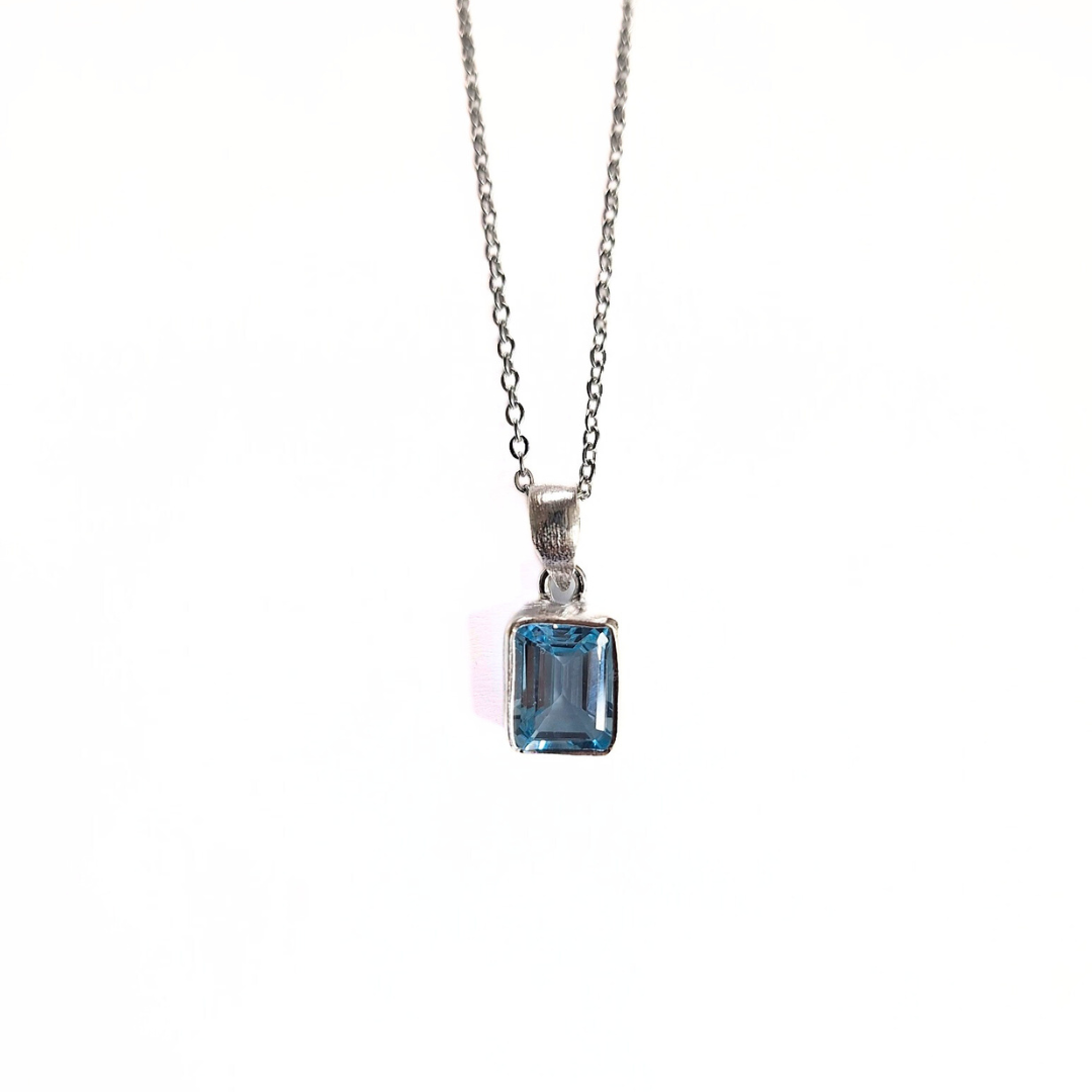 Blue Topaz Classic Pendant (8x10) |Silver