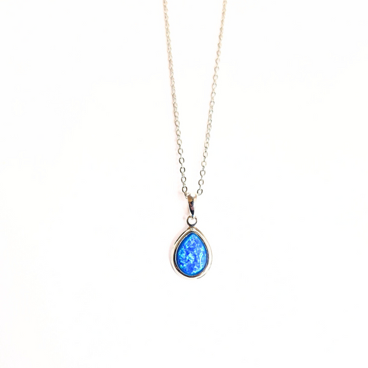 Blue Opal Pear Pendant (8x12)
