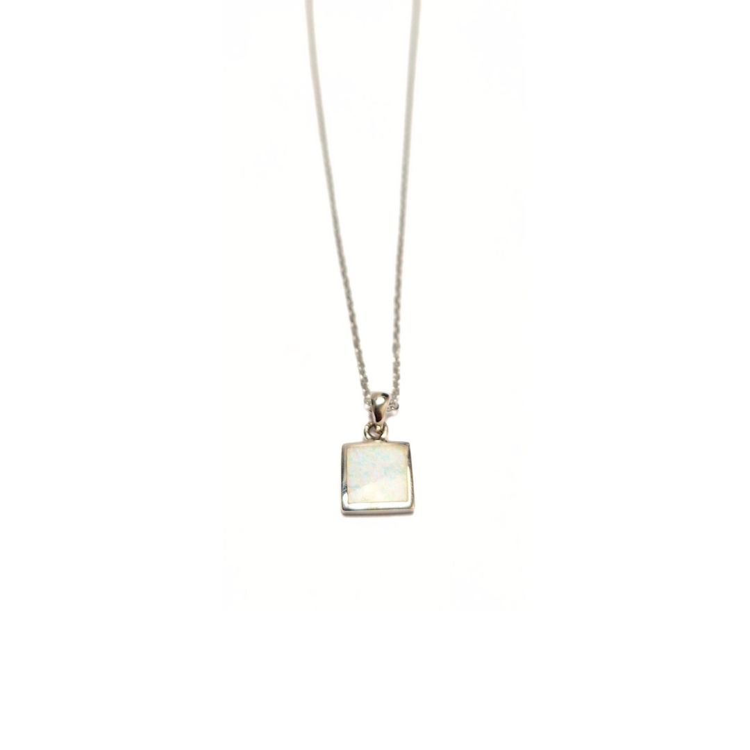 White Opal Square Pendant