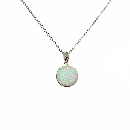 White Opal 14mm Pendant |Silver