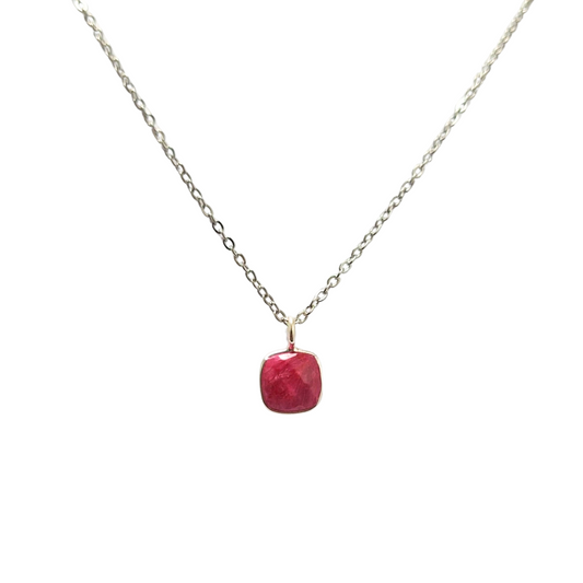 Ruby Square Pendant |Silver