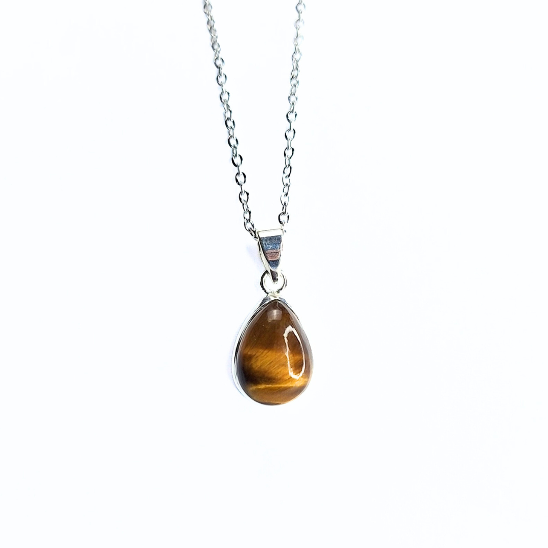 Tigers Eye Drop Pendant |Silver