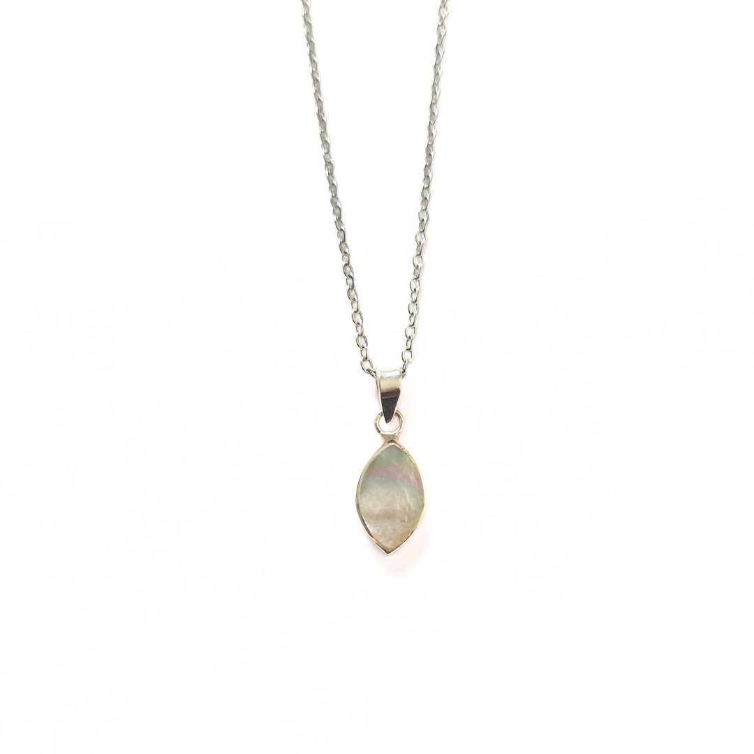 Mother Of Pearl Almond Pendant |Silver