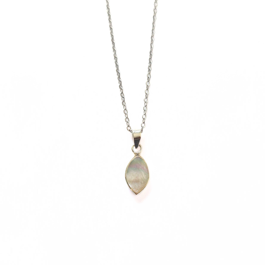 Mother Of Pearl Almond Pendant |Silver