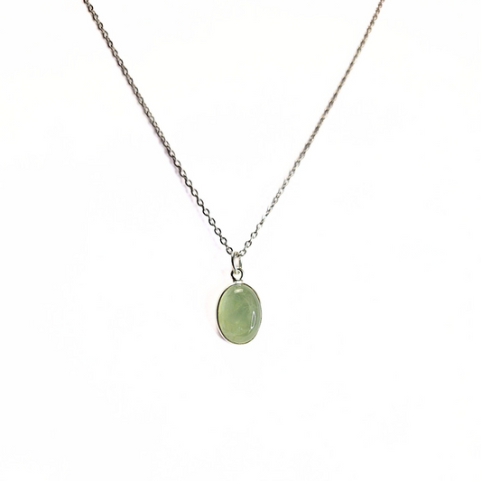 Prehnite Oval Cab Pendant (10x14) |Silver