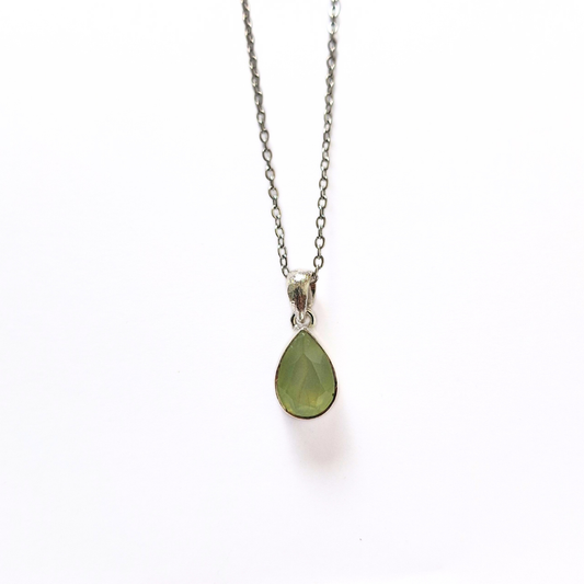 Prehnite Classic Pear Pendant |Silver