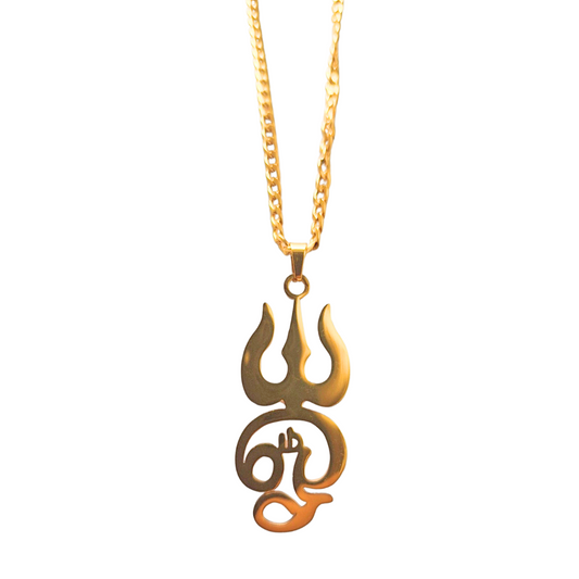 Gold Trishal Aum Pendant |Stainless Steel