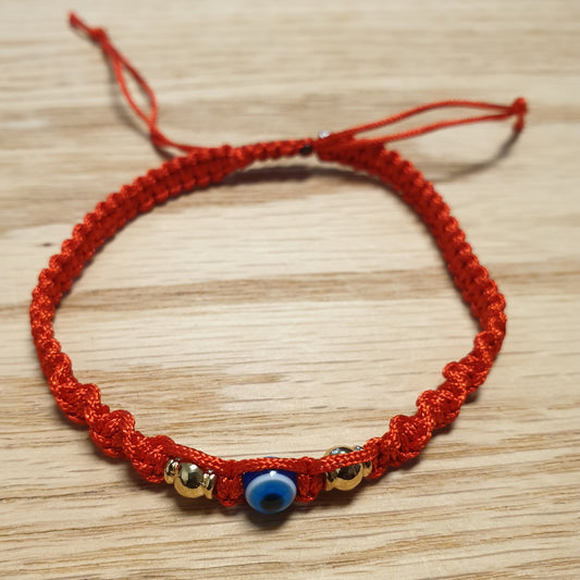 Evil Eye Macrame Bracelet (Red)