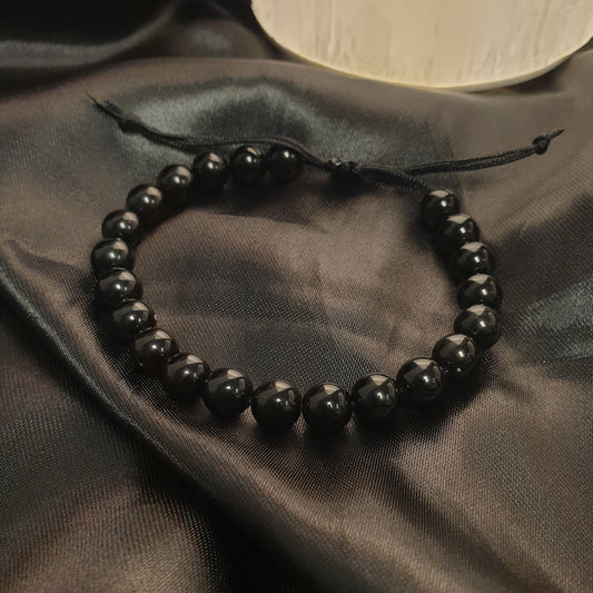 Obsidian Macrame Bracelet