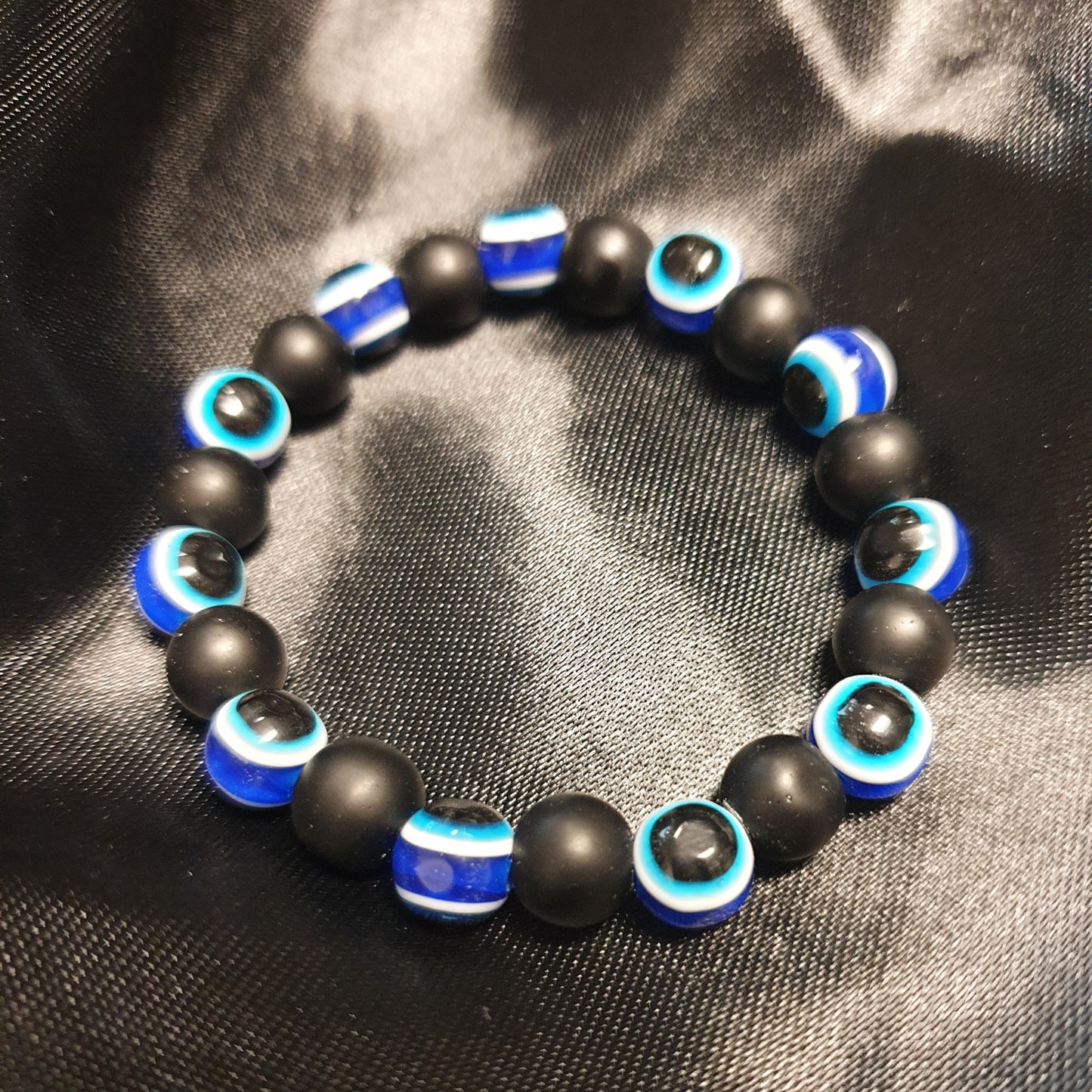 Evil Eye & Black Agate Bracelet