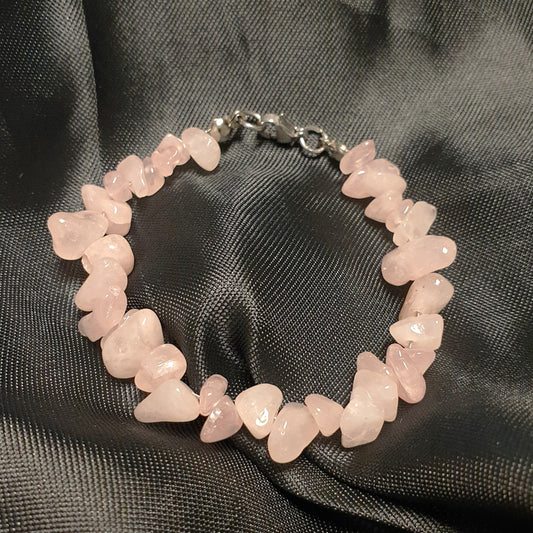 Rose Quartz Chip Bracelet (with clip)