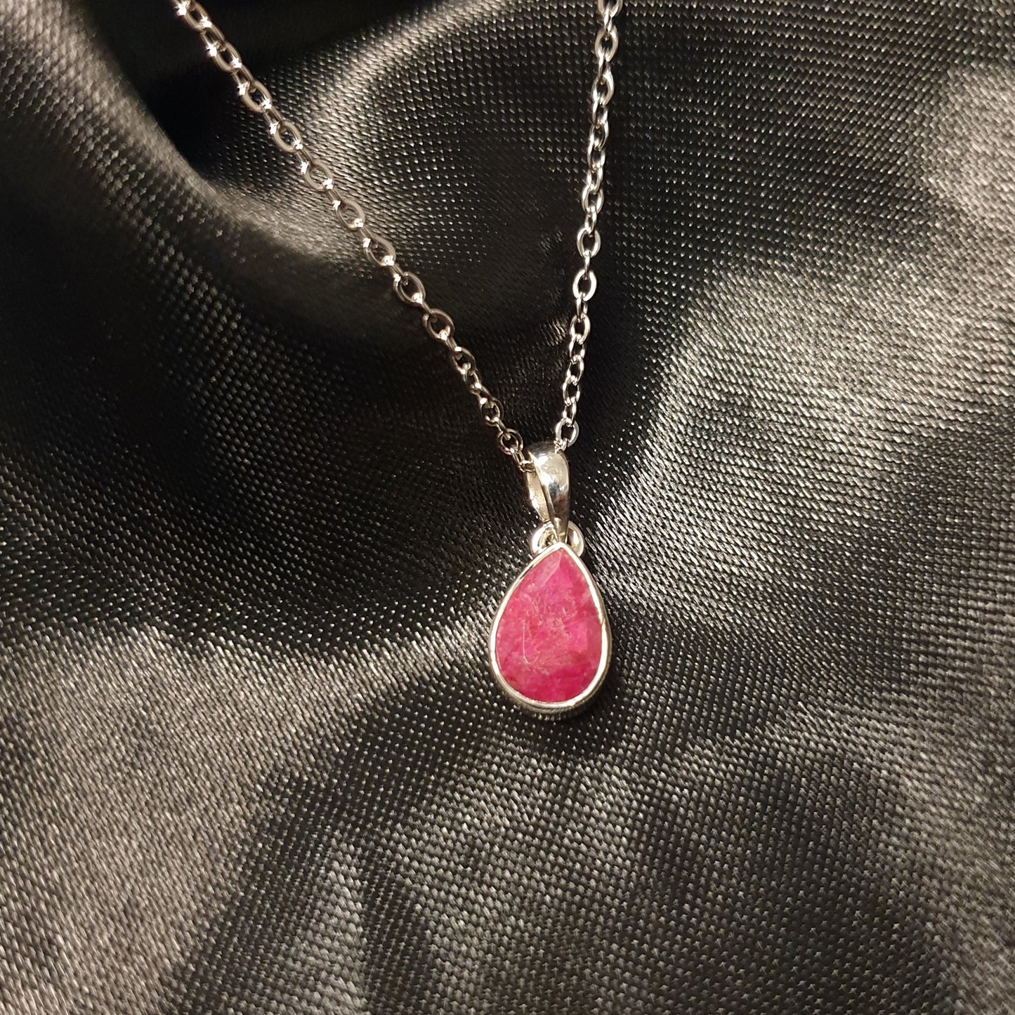 Ruby Classic Pear Pendant |Silver