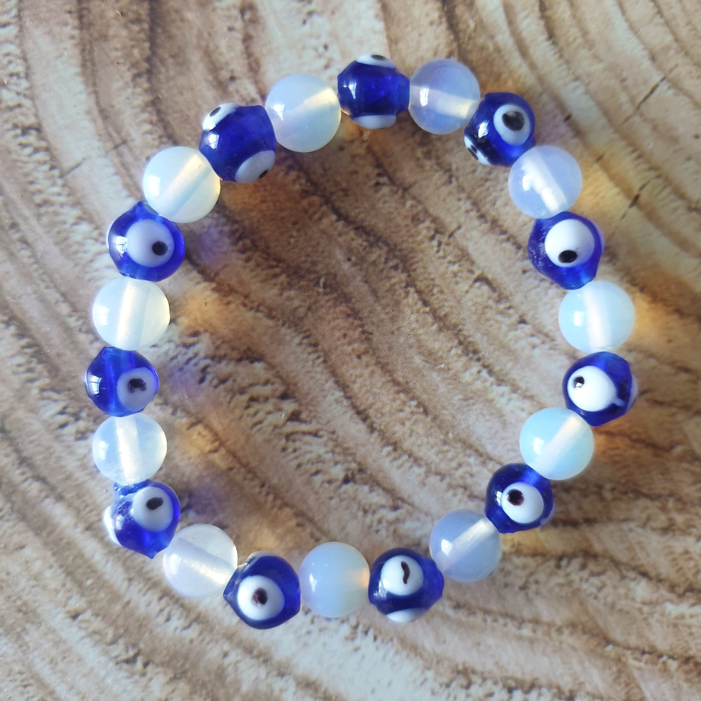 Evil Eye Glass & Opalite Bracelet